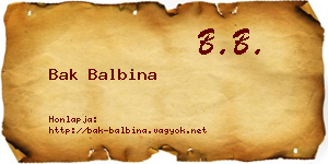 Bak Balbina névjegykártya